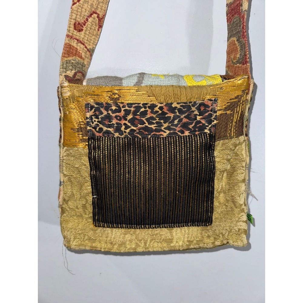 Handbags for Healing crewel stitched fabric ruffle handmade crossbody bag purse - Picture 5 of 12